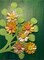 Hand Cut Orange Paper Flowers on 9x12 Inch Canvas Painted with Green Acrylic Original 3D Art Wall Hanging product 5